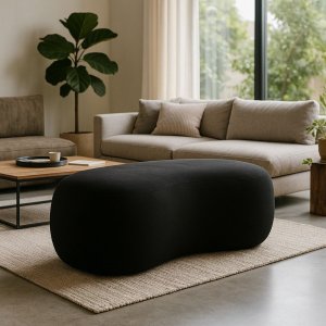 Puff Feijão Orgânico Moderno 100cm Escultural Suede Curvo