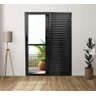 Porta em Alumínio Veneziana Cristal 03 Folhas Preto - 210x160 - 2