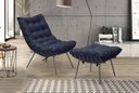 Ver imagem 2 de Poltrona Costela com Puff Adão Base Metal Preto - Veludo Azul