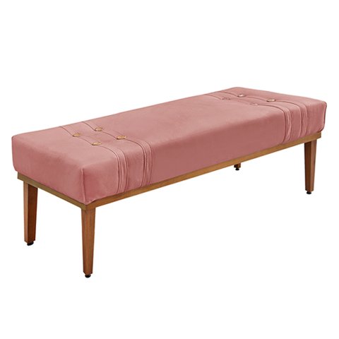 Recamier Decorativo 195cm Kors Veludo Pés de Madeira Rosa - Gran Belo