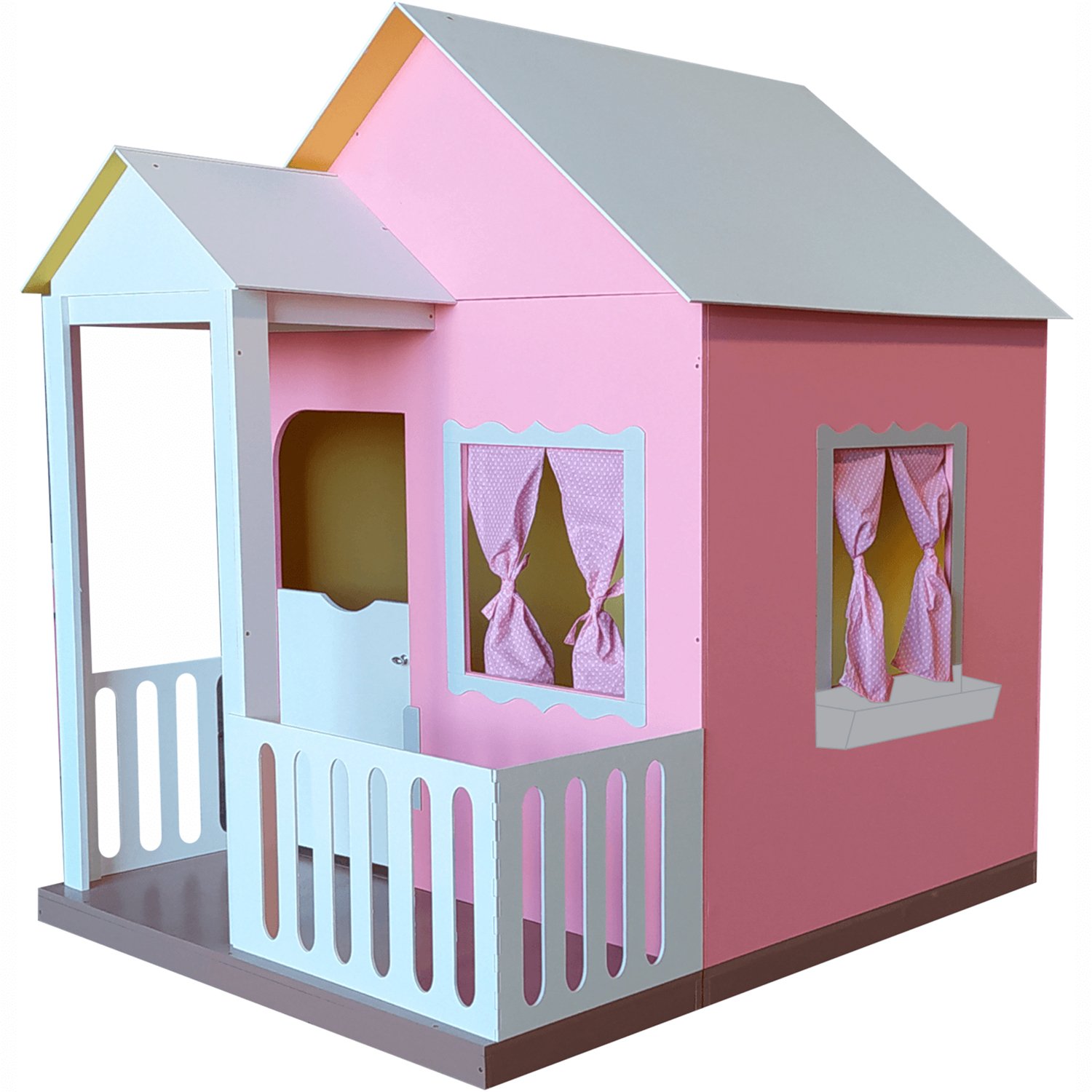 Casinha De Boneca Modelo Americana Mdf Pintada Com 30 Moveis