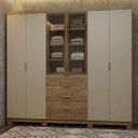 Ver imagem 1 de Guarda Roupa Casal 100% MDF 6 Portas 4 Gavetas com Porta Reflecta Dubai Ouro