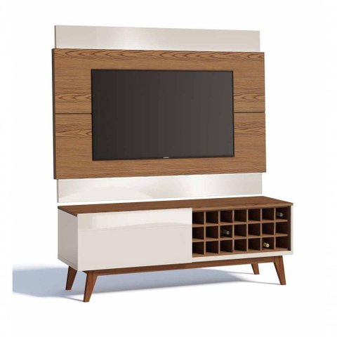 Rack com Painel Classic Ad 1.4 Freijó com Off White - Imcal Móveis