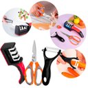 Ver imagem 1 de Kit Cozinha 3 Peças: Afiador Multifuncional, Tesoura e Descascador