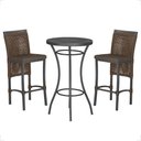 Ver imagem 1 de Mesa Bistrô e 2 Banquetas Roma Preta Corda Estofado 9 Trama Marrom