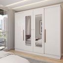 Ver imagem 1 de Guarda-roupa Solteiro Adam 4 Portas 2 Gavetas com Espelho Branco - Panorama Móveis