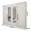 Ver imagem 5 de Guarda-roupa Solteiro Adam 4 Portas 2 Gavetas com Espelho Branco - Panorama Móveis