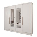 Ver imagem 4 de Guarda-roupa Solteiro Adam 4 Portas 2 Gavetas com Espelho Branco - Panorama Móveis