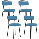 Ver imagem 1 de Kit 04 Cadeiras Decorativa Estofada para Sala de Jantar Barcelona L02 Linho Azul - Lyam Decor