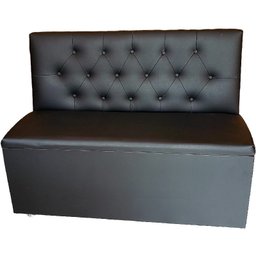 Poltrona Booth 1,00cm com Baú Preta Capitone Costurado - 1