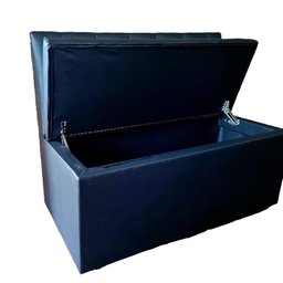Poltrona Booth 1,00cm com Baú Preta Capitone Costurado - 3