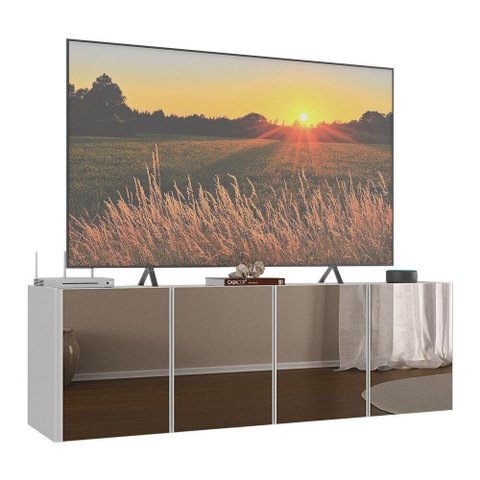 Rack Tv até 50 Polegadas 4 Portas Suspenso com Espelhos Multimóveis Mp1081 Branco