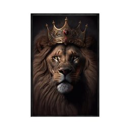 Quadro Decorativo - Leao Rei Coroa Anm036 Tela Canvas - 80x60cm - 2