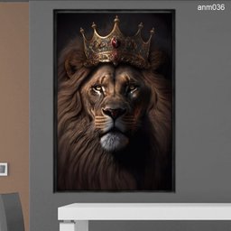 Quadro Decorativo - Leao Rei Coroa Anm036 Tela Canvas - 80x60cm - 1