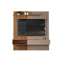 Ver imagem 3 de Painel Quarto P/ Tv até 65 Pol Tito Ripado C/ 1 Porta 150x164cm Off White/freijó - Dj Móveis