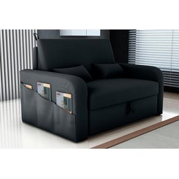 Sofá Cama Lady Day 2 Lugares Conforto Veludo Preto Matrix Sala com Baú - 2