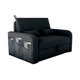 Sofá Cama Lady Day 2 Lugares Conforto Veludo Preto Matrix Sala com Baú - 1