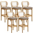 Ver imagem 1 de Kit 05 Banquetas Altas para Cozinha Bancada Sala Tela Betta Fixa L02 Bouclê Bege - Lyam