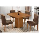 Ver imagem 4 de Sala Jantar Mesa Maldivas Tampo Curvo 90cm+4 Cadeiras Maldivas Madeira Naturale - Capuccino/suede