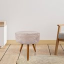 Ver imagem 2 de Puff Banqueta Redonda Nina Suede Pés Palito Castanho - Pallazio - Bege