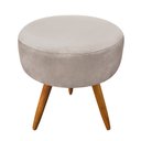 Ver imagem 3 de Puff Banqueta Redonda Nina Suede Pés Palito Castanho - Pallazio - Bege