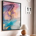 Ver imagem 1 de Quadro Decorativo Abstrato Aquarela Moderno em Moldura Caixa Tacolado Moldura Trad 1cm Branca sem Vi