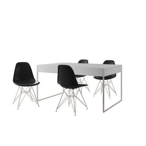 Filadelfia 120x75 Ferro Branco Tampo Branco Cadeira Ferro Branco Assento Preto