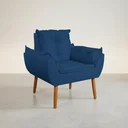 Ver imagem 1 de Poltrona Decorativa Opala Sala Salão Suede Azul Marinho - Pandora Decor