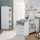 Ver imagem 1 de Berço Cômoda com Colchão Incluso e Guarda-roupa 2 Portas 1 Gaveta Multimóveis Mp4348 Branco/