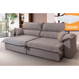 Sofá Retrátil Reclinável 2,30m Nivus Marrom c/ Molas Ensacadas - King House