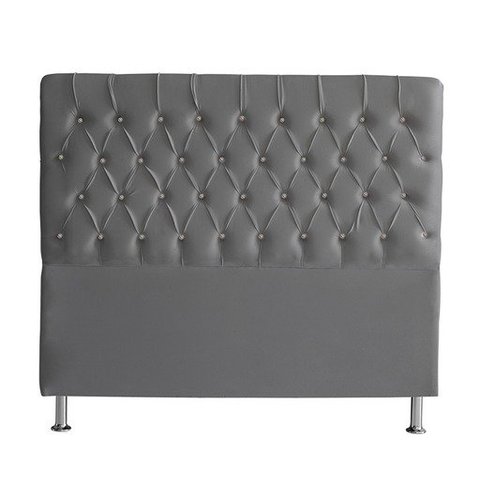 Cabeceira de Cama Box Bella King 195 Cm Suede Botão Cristal Grafite Ec Móveis