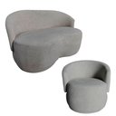 Ver imagem 1 de Kit Namoradeira + Poltrona Decorativa Beatriz Orgânica Bouclé Cinza Claro