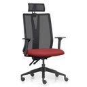 Ver imagem 2 de Kit 2 Cadeiras Escritório Giratória Presidente Flow F02 Base Preta Sintético Vermelho - Lyam Decor