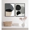 Kit 2 Quadros Decorativos Abstratos- Círculos Cinza 45x34cm:madeira Preta - 1