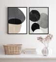 Ver imagem 1 de Kit 2 Quadros Decorativos Abstratos- Círculos Cinza 45x34cm:madeira Preta