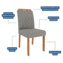 Ver imagem 5 de Mesa de Jantar Tampo de Vidro Off White Ester 1,80 com e 6 Cadeiras Paola Cinamomo/madeira/linho