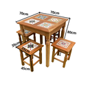 Ver imagem 3 de Mesa em Madeira de Demolição 70 X 70 com 4 Banquinhos de Ladrilho Hidráulico Variados