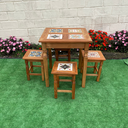 Ver imagem 6 de Mesa em Madeira de Demolição 70 X 70 com 4 Banquinhos de Ladrilho Hidráulico Variados
