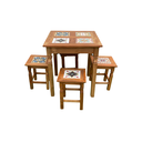 Ver imagem 4 de Mesa em Madeira de Demolição 70 X 70 com 4 Banquinhos de Ladrilho Hidráulico Variados