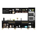 Ver imagem 4 de Armário de Cozinha Completa 302cm Veneza Multimóveis V3689 Preto/dourado