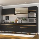 Ver imagem 7 de Armário de Cozinha Completa 302cm Veneza Multimóveis V3689 Preto/dourado