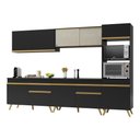 Ver imagem 1 de Armário de Cozinha Completa 302cm Veneza Multimóveis V3689 Preto/dourado