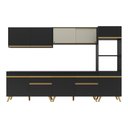 Ver imagem 3 de Armário de Cozinha Completa 302cm Veneza Multimóveis V3689 Preto/dourado