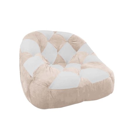 Poltrona Paloma Escritório Sala Pé Plástico Suede Bege e Suede Branco - Dominic Decor