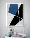 Ver imagem 2 de Quadro Decorativo Abstrato Mármore Prata Preto - 70x50cm:moldura Preta