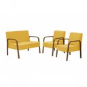 Ver imagem 1 de Conjpoltrona Luna Braço Madeira Suede Amarelo