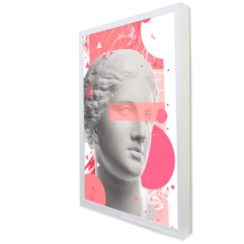 Quadro Decorativo Caixa Grego Arte Tacolado Moldura Caixa 3cm Madeira sem Vidro 40 X 60cm