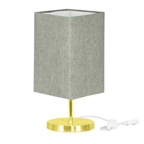 Abajur Eros Quad Cinza Escuro com Base Redonda Dourado