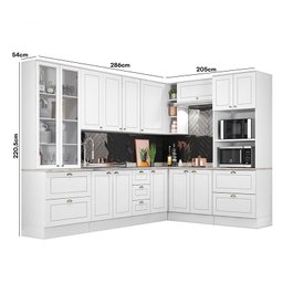 Cozinha Completa de Canto Americana 8 Peças com Cristaleira Branco - Móveis Henn - 5