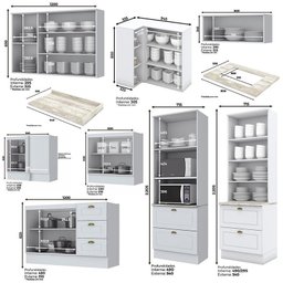 Cozinha Completa de Canto Americana 8 Peças com Cristaleira Branco - Móveis Henn - 4